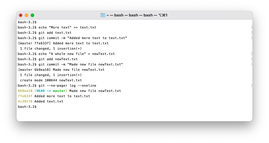 git log with multiple commits