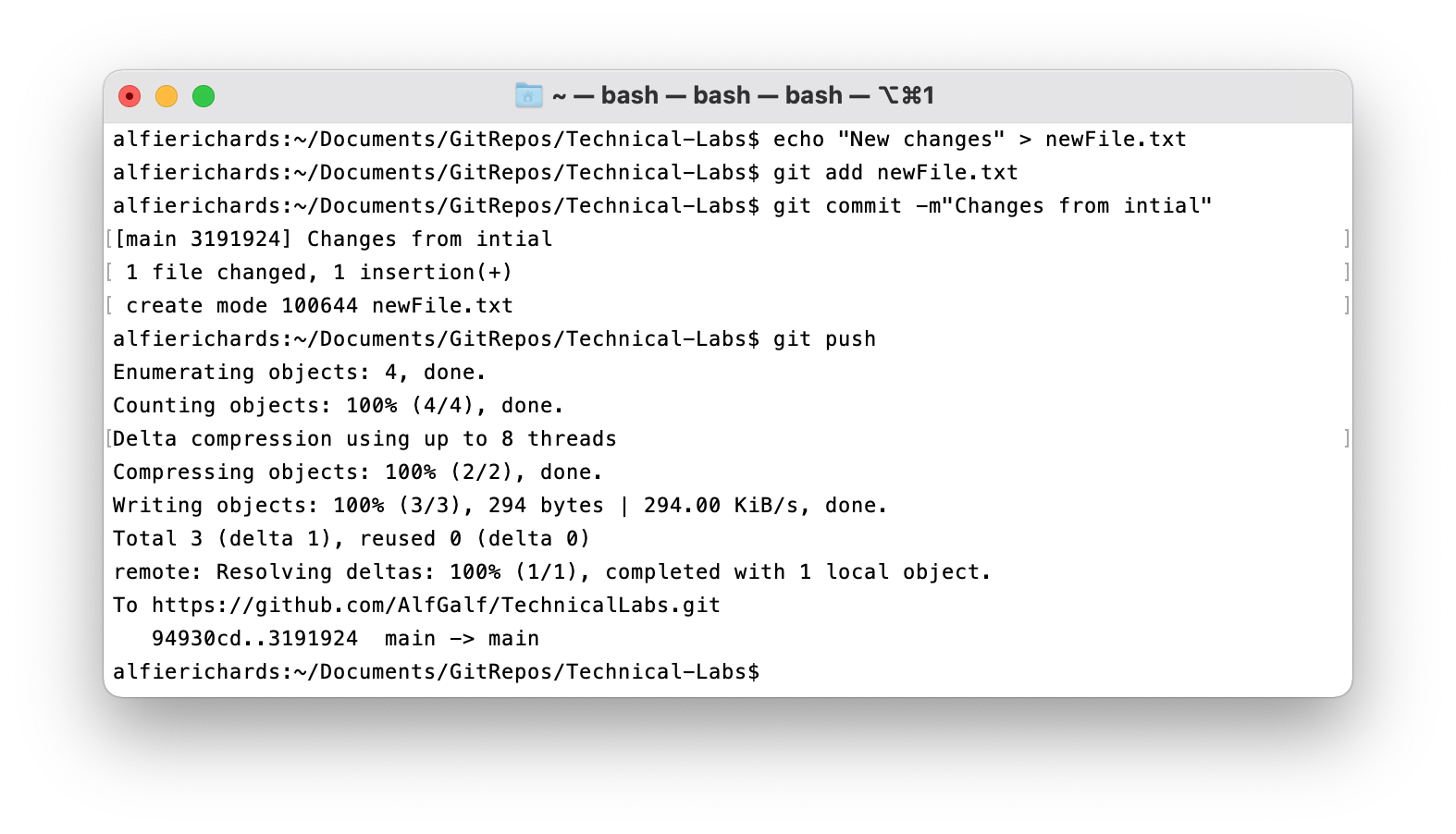Pushing new changes to remote