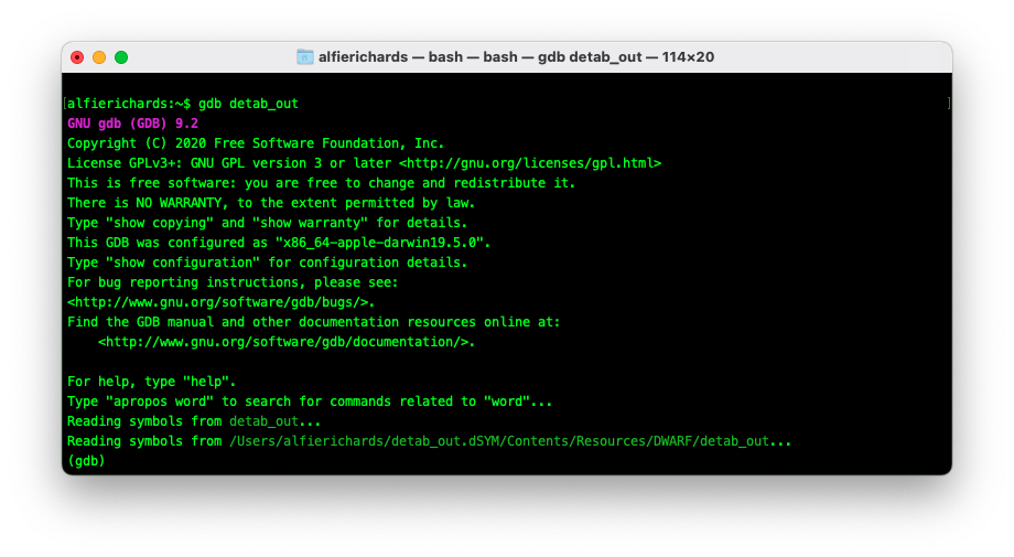Opening GDB